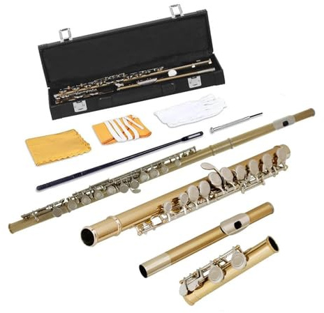 Flöte Gold-Silber-Flöte Geschlossenes Loch C-Schlitz – Instrumental-Anfänger-Studentenflöte