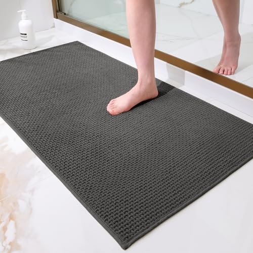 Homaxy Chenille Badezimmerteppich Weich Badematte rutschfest Waschbar Badvorleger Saugfähig Badteppich Bad Teppich Duschvorleger für Badezimmer, Dusche, Badewanne - 60x120 cm, Dunkelgrau