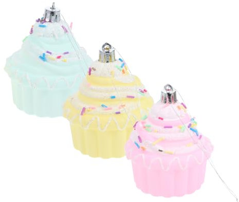 Ciieeo 3stücke Weihnachts-Cupcake-Ornamente Künstliche Cupcakes Als Hängeornamente Kleine Künstliche Kuchen Für Weihnachts-baumschmuck Ornamente Für Partydekorationen