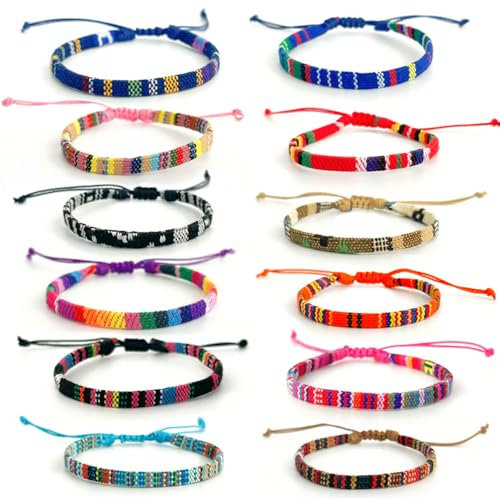 12 Pcs Surfer Beach Bracelets – Handmade Braided Friendship Bracelets for Men and Women – Perfect for Friends & Gifts