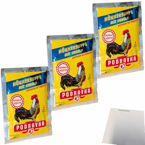 usy Bundle für Podravka Hühnersuppe mit Nudel 3er Pack (3x62g Beutel) + usy Block