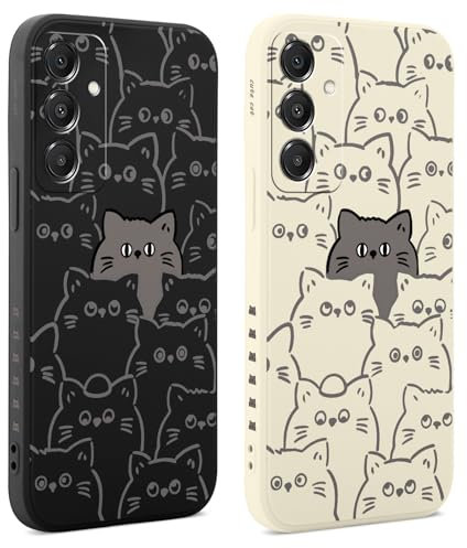 Coiwxmoi 2 Stück Hülle für Samsung Galaxy A16 4G/5G 6,7 Zoll, Aesthetic Muster Design Mädchen Frauen Handyhülle, Weich Silikon Slim Motiv Stoßfest Case Süßes Schutzhülle für Samsung A16, Katze