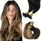 SURNEL Bondings Echthaar Extensions Haarverlängerung Echthaar Balayage Schwarz Ombre Dunkelbraun mit Karamellbraun U Tip Extensions Keratin Remy Brazilian Haar Glatt 50cm 1g/s 50g(U#1B/4/27-20Zoll)
