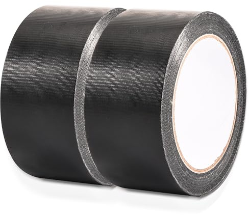 Editbar 2 Rollen Panzertape Wasserfest,Gewebeband Handreißbar,50mmx20m Schwarz Panzertape, Panzertape Wasserfest mit exzellenter Klebkraft,Industrielles Reparaturband,Teppiche spleißen