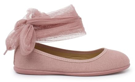 Pisamonas Leinen-Ballerinas Knöchelriemchen Tüllschleife
