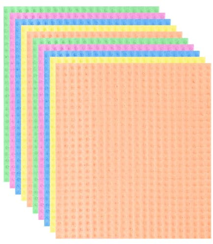 Anseom 10 Pack Reusable Sponge Cloths, Super Absorbent Dishcloths, Washable Kitchen Dish Rag, Multipurpose Cleaning Cloths for Household and Kitchen Cleaning