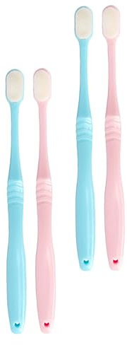 SOPOTUTU 4stücke Weiche Zahnbürste Für Erwachsene Tragbare Handzahnbürsten Mit Hygienischem Deckel Ergonomisches Design Blau Für Mundpflege