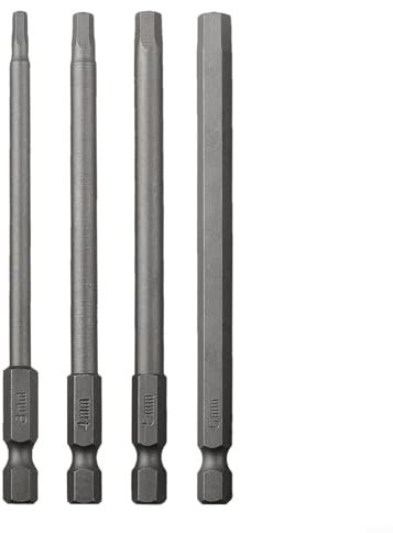 Magnetic 100Mm Long Screwdriver Bits Set,1 4 Inch Hex Shank Steel Slotted Cross for Torx for Hexagon Head Power Drill Bits Kit(D)