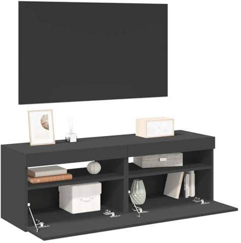 ZQQLVOO TV-Schränke LED-Leuchten 2 STK. Grau lowboard hängeschrank kommode Sideboard hängend 60x35x40cm