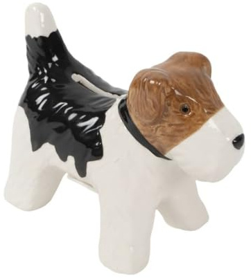 Dekorative Spardose aus Keramik in Form eines Hundes Teckel, Terrier, Mops Braun, 17 x 8,5 x 11 cm (Terrier)