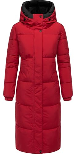 Navahoo Damen langer Wintermantel warmer Steppmantel mit 2-Wege-Reißverschluss und verstellbarer Kapuze Taublüte XIV XS-5XL