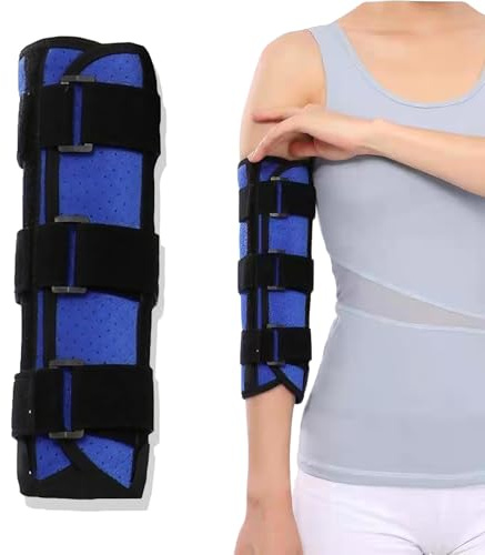 Elbow Brace, Elbow Support Brace for Ulnar Nerve, Arm Splint Left & Right Elbow Support Immobiliser for Women and Men, Tennis Elbow Brace for Injury Recovery Tendonitis, Night Sleep(Blue Black, 1 PC)