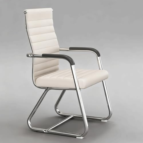 Chaises de Bureau for visiteurs, chaises d'accueil, chaises de conférence Modernes sans roulettes adaptées aux salles de réunion/Hall d'entrée/Salons(White)
