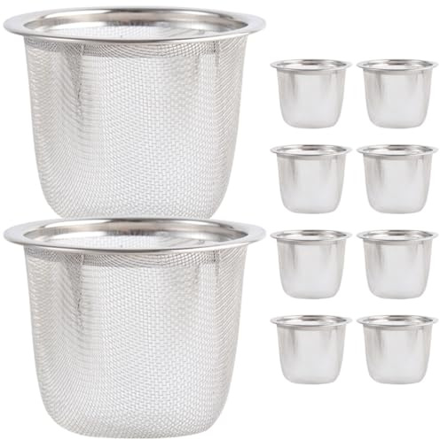 10Pcs Stainless Steel Fine Mesh Tea Strainer 6.5cm X 5cm | Loose Leaf Infuser Basket, Filters Tea Dregs and Residue, Office Home Replacement Accessories, Silver Finish