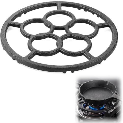 Cast Iron Wok Support Ring Stovetop Stand, Non-Slip Gas Ring Reducer for Moka Pot, Coffee Pot, Small Saucepan, Heavy Duty Trivet for Gas Hob and Camping Stove