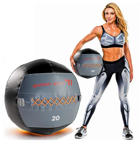Bionic Body Medizinball, weich, beschwert, Slam Wall Ball für Cardio-Workout und Core-Training – ideal für Kniebeugen, Lunge, und Partner Toss – 6, 10, 14, 9,1 kg