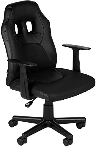 CLP Kinder Gaming Bürostuhl Fun I Schreibtischstuhl Mit Kunstlederbezug Und Abnehmbaren Armlehnen I Drehstuhl Für Mädchen Und Jungen, Farbe:schwarz/schwarz