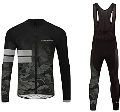 UGLY FROG Winter Jersey Thermisches Fahrradtrikot Vlies Thermo Langarm Shirt Herren Radfahren Fahrrad Lange Trikots+Bib Lange Hosen Sets-Zwei Stücke