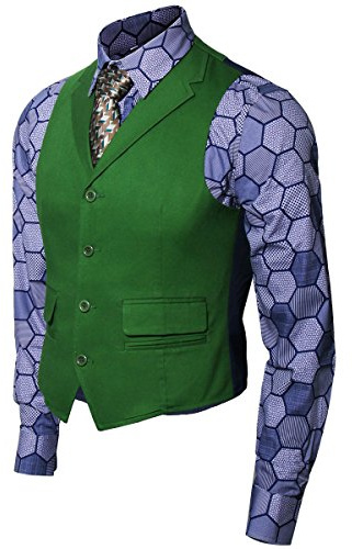 Herren Joker Kostüm Hemd Weste Krawatte Anzug Outfit Set Ritter Gangster Verkleidung Halloween Cosplay Accessories für Erwachsene