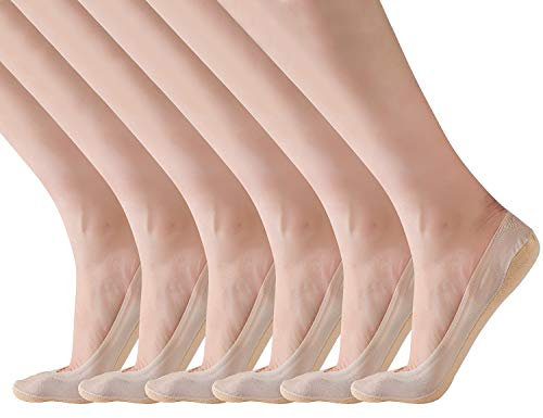 RIIQIICHY No Show Socks Women Low Cut Liner Non-Slip Thin Causal Line for Flats Boat 4 to 6 Pack, Shoe-Size6-10, 6nude