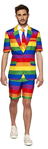 Suitmeister Anzug für Herren besteht aus Sakko, Hose und Krawatte, Summer Rainbow, XL