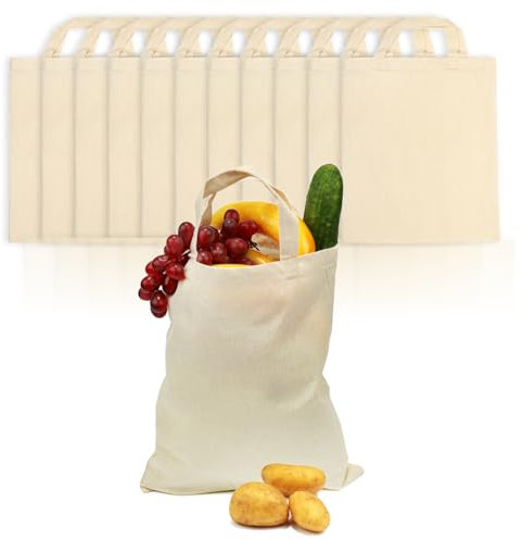 com-four® 12x Baumwolltasche - Wiederverwendbare Einkaufstasche - unbedruckt, ideal zum Bemalen - Oeko-TEX® Standard 100 (12 Stück - 28x32cm)