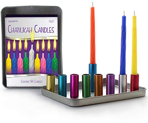 Magnetische Chanukka-Reise-Menora mit farbigen Kerzen für Chanukka
