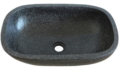 Oriental Galerie Terrazzo Waschbecken Handwaschbecken Steinbecken Gäste Bad ca.54 x 35 cm Stein Oval Schwarz