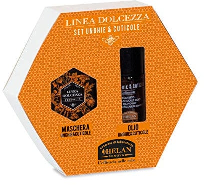 Helan Dolcezza - Nail Set with Cuticle Oil for Nails 25 ml + Nourishing Cuticle & Nail Mask 25 ml, Nail Kit Manicure Set with Castor Oil, Sweet Almond Oil, Shea Butter - Made in Italy, Gifts for Women