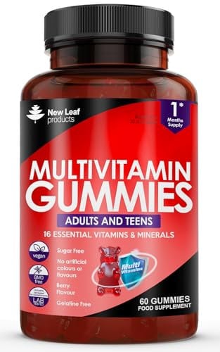 Chewable Vegan Multivitamin Gummies - Non Sugar Coated, Gluten Free, Non-GMO Multivitamins for Men and Woman - Fortified with Vitamins C A D E B Biotin, Folate, & Zinc