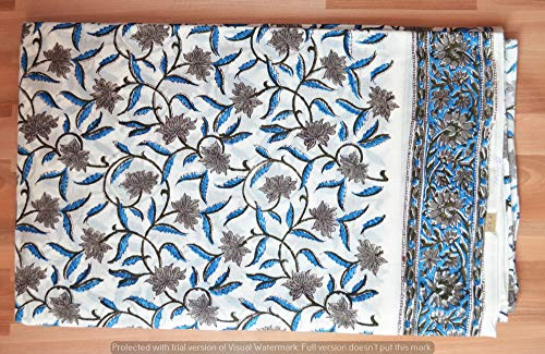 Traditional Jaipur Bedruckte Baumwolle, Stoff von The Yard, bedruckte indische Stoffbezüge für Sommerkleider, Kurti, Schal, Kissen, Sofabezug (2.5 Yards)