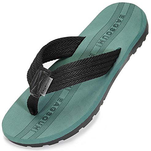 Chanclas para Mujer Hombre Flip Flops Sandalias Verano Zapatillas Zapatos de Playa Piscina de Interior o Al Aire Libre, Negro Verde, 41 EU