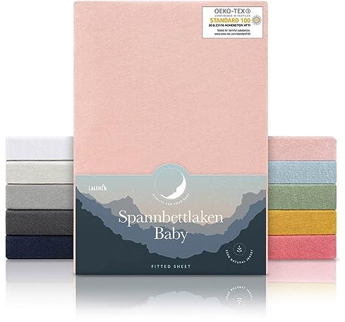 Laleni Jersey Spannbettlaken 70x140 cm Babybett 2er Set - Oeko-TEX zertifiziertes Bettlaken 70x140 cm Kinderbett - Kinderbettwäsche 70x140 100% Baumwolle - Spannbettlaken 70x140 Baby in Rosa