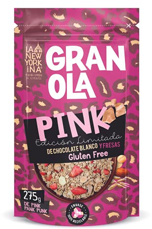 La Newyorkina Granola Sin Gluten Pink 275g Con Chocolate Blanco y Fresas - Vegetariana