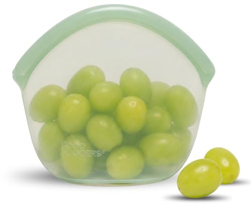 Food Huggers Hugger Bags Silicone Reusable Lunch & Snack Bag Durable Storage, BPA Free, Dishwasher & Freezer Safe, Stand-Up Resealable Produce Pouch | Small 13 fl oz, Juniper