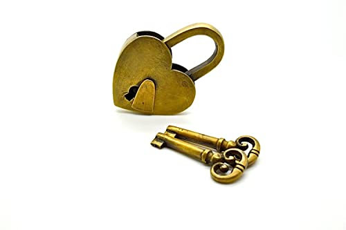 FOUNDRYMAN - Cadenas cœur en laiton - Cadenas en forme de cœur avec 2 clés - Cadeau de mariage ou de pont - Grand