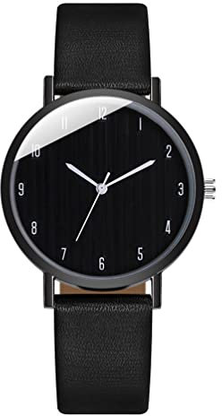 UKCOCO Damen Armbanduhr Lederarmband Uhr Edelstahl Leder Uhr Leicht zu lesen Uhr große Zifferblatt Zahl Uhr Damen Black, 0.8X4X23.8CM, Schwarz