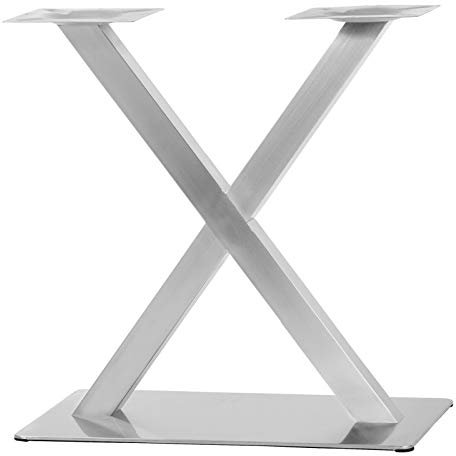 Tischgestell Edelstahl Tischkufen Tischuntergestell Tischfuß Tischbein Legs Schwerlast Design Kreuzgestell Doppeltischfuß Tischbeine Silber Untergestell Set Bankgestell (X-Form/72cm)
