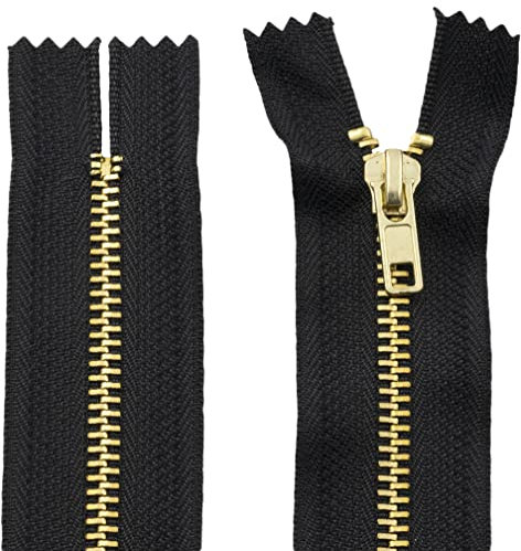 Aerzetix - C61316 - Set di 2 Cerniere Non separabili 20cm in Metallo - Cerniera Lampo - Colore Nero - Cucito pelletteria Borse Gonna Abito Vestiti Pantaloni merceria