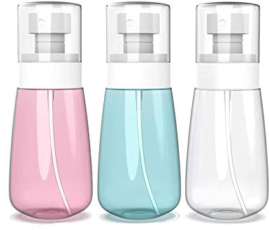 Symbah Small Spray Bottle, Travel Spray Bottle 60 ML 3PCS, Fine Mist Spray Bottle for Essential Oils, Refillable Travel Containers Plastic Hair Spray Bottle Sprayer for Perfume Skincare Makeup Lotion