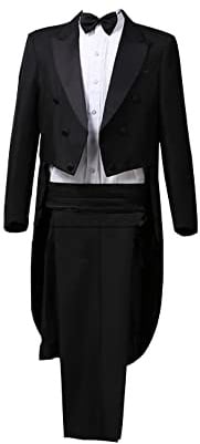 YUDATPG Men Tuxedo Suits Slim Fit Tailcoat Jacket Black M