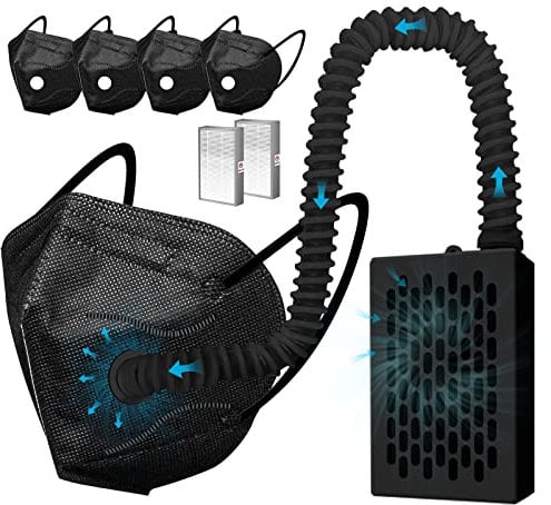 Breathable Powered Air Purifying Maskes with HEPA Filter for Dust, Sanding, Polishing, Woodworking,weeding,Protection works (Black)