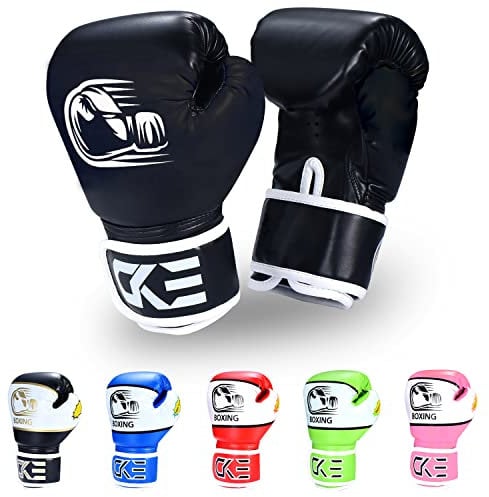 CKE Kinder Boxhandschuhe für 5-12 Jahre Jungen Mädchen,Boxhandschuhe Kinder Trainingshandschuhe Boxing Gloves für Kids Boxsack Kickboxing für Muay Thai (Black)