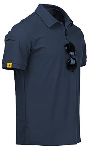JACKETOWN Poloshirts Herren Kurzarm Atmungsaktives Schnelltrocknend Poloshirts Männer Sommer Knopfleiste T-Shirts Männer Casual Sport Shirt Basic Regular Fit Golf Polohemd(Marineblau-L)