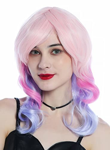 WIG ME UP - YLX-23 Perücke Damen Karneval Halloween lang wellig bunt Rosa Lila
