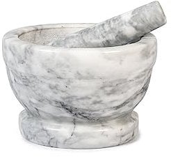 HOME 9767718 Mortier en marbre avec pilon, blanc, 18 cm