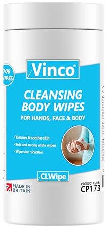 Vinco-CLWipe 100 Cleansing Body Wipes for Hands, Face & Body | 100 Wipes Per Tub - Baby Wipes - Skin Wipes - Cleanses & Soothes Skin