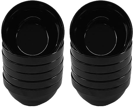 12 cuencos de melamina de 10,5 cm de diámetro, color negro, ensaladera, cuenco para guarnición