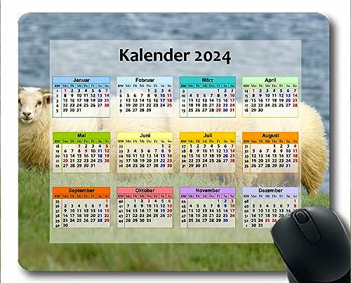 YENDOSTEEN Kalender 2024 Mauspad mit Feiertagen,Gaming-Mauspads,Lichtlinie Mehrfarbig Gummi-Mauspad,Gilt für Spiele,Zuhause,Schule,Büro-Mauspad (2024 Kalender)