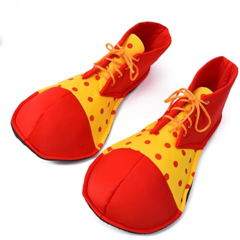 Clown Shoes Adult Men Women Funny Costume Accessories Round Head Shoes Prom Props Halloween (Red +Yellow)